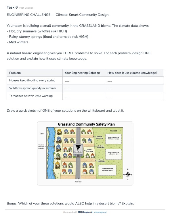 Grade 3 climate engineering challenge printable